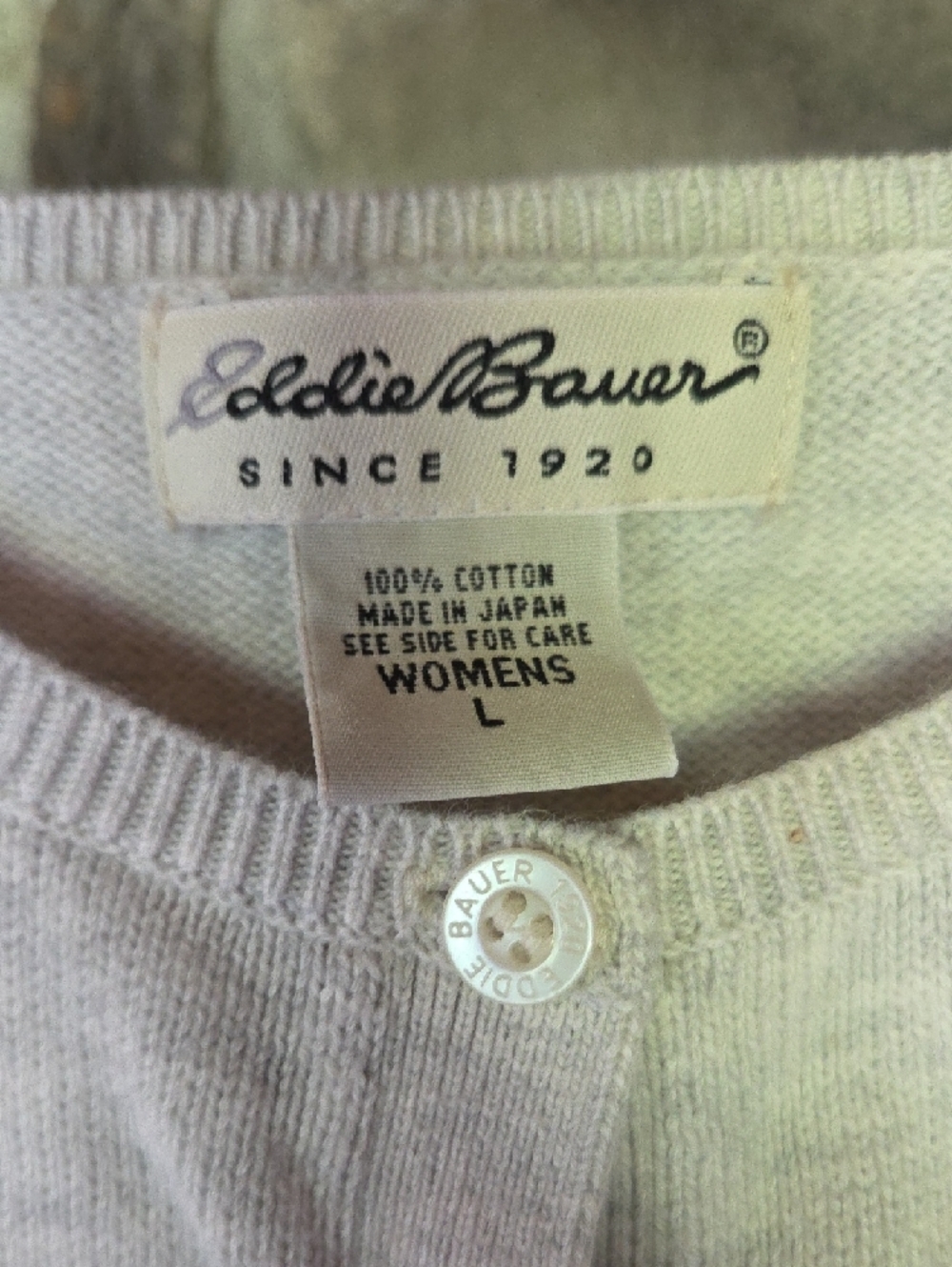 Eddie Bauer Light Gray Women's Cotton Button Cardigan - Picture 2 of 3